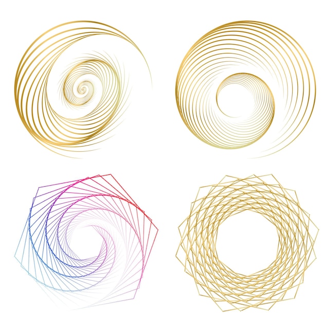 Set design element circle isolated bold vector colors golden ring from abstract glow wavy stripes of many glittering swirl created using blend tool vector illustration eps10 for your presentation