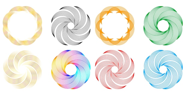 Set design element circle Isolated bold vector colors golden ring from Abstract glow wavy stripes of many glittering swirl created using Blend Tool Vector illustration EPS10 for your presentation