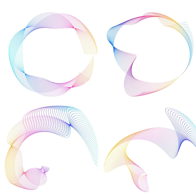 Vector set design element circle isolated bold vector colors golden ring from abstract glow wavy stripes of many glittering swirl created using blend tool vector illustration eps10 for your presentation