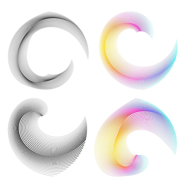 Vector set design element circle isolated bold vector colors golden ring from abstract glow wavy stripes of many glittering swirl created using blend tool vector illustration eps10 for your presentation