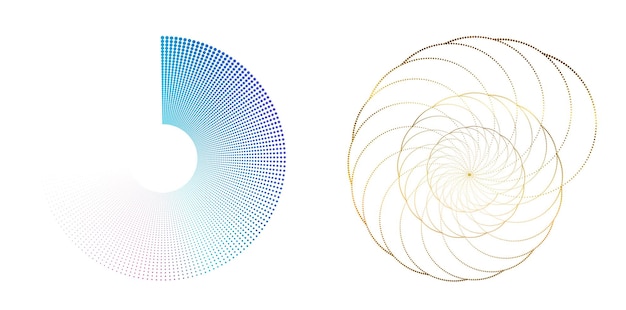 Vector set design element circle isolated bold vector colors golden ring from abstract glow wavy stripes of many glittering swirl created using blend tool vector illustration eps10 for your presentation