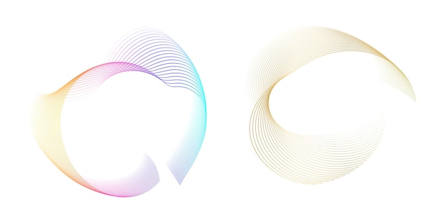 Set design element circle Isolated bold vector colors golden ring from Abstract glow wavy stripes of many glittering swirl created using Blend Tool Vector illustration EPS10 for your presentation