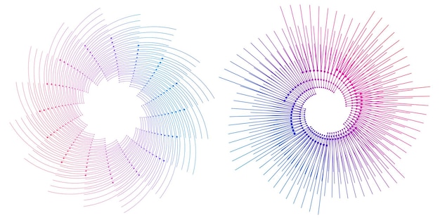 Impostare il cerchio dell'elemento di design colori vettoriali audaci isolati anello dorato da strisce ondulate bagliore astratto di molti vortici scintillanti creati utilizzando l'illustrazione vettoriale dello strumento di fusione eps10 per la presentazione