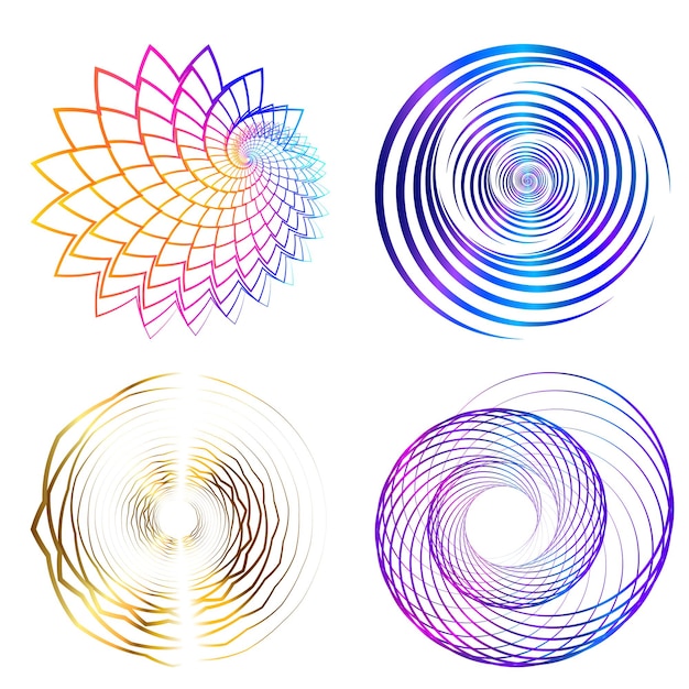 Set design element circle Isolated bold vector colors golden ring from Abstract glow wavy stripes of many glittering swirl created using Blend Tool Vector illustration EPS10 for your presentation