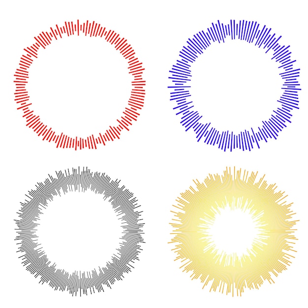 Vector set design element circle isolated bold vector colors golden ring from abstract glow wavy stripes of many glittering swirl created using blend tool vector illustration eps10 for your presentation