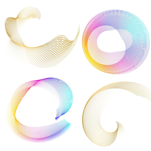 Set design element circle isolated bold vector colors golden ring from abstract glow wavy stripes of many glittering swirl created using blend tool vector illustration eps10 for your presentation