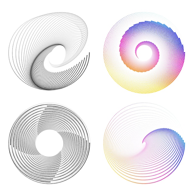 Set design element circle isolated bold vector colors golden ring from abstract glow wavy stripes of many glittering swirl created using blend tool vector illustration eps10 for your presentation