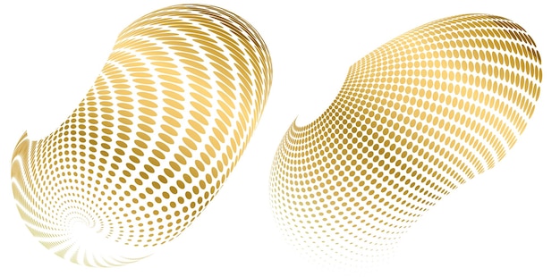 Impostare il cerchio dell'elemento di design colori vettoriali audaci isolati anello dorato da strisce ondulate bagliore astratto di molti vortici scintillanti creati utilizzando l'illustrazione vettoriale dello strumento di fusione eps10 per la presentazione