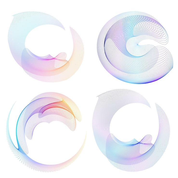 Vector set design element circle isolated bold vector colors golden ring from abstract glow wavy stripes of many glittering swirl created using blend tool vector illustration eps10 for your presentation