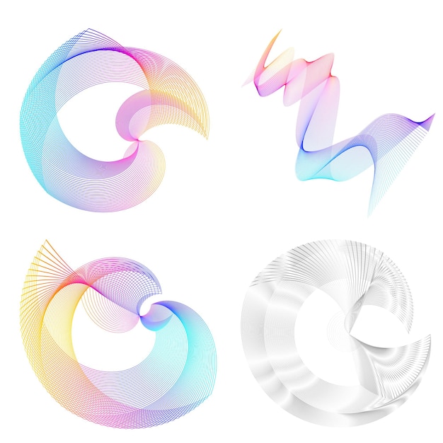 Vector set design element circle isolated bold vector colors golden ring from abstract glow wavy stripes of many glittering swirl created using blend tool vector illustration eps10 for your presentation