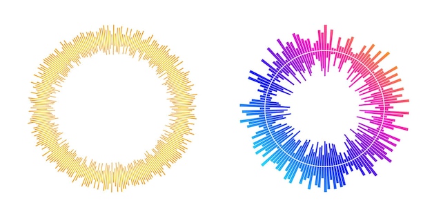 Установите круг элемента дизайна Изолированное жирное векторное кольцо из абстрактных светящихся волнистых полос из множества сверкающих вихрей, созданных с помощью векторной иллюстрации Blend Tool EPS10 для вашей презентации