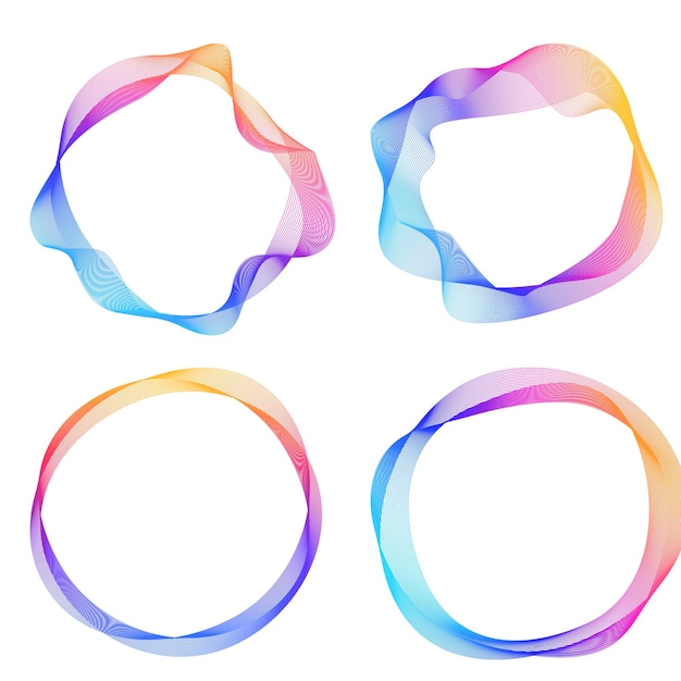 Vector set design element circle isolated bold vector colors ring from abstract glow wavy stripes of many glittering swirl created using blend tool vector illustration eps10 for your presentation