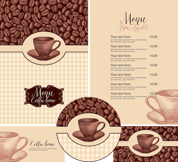 Set of design elements for coffee house