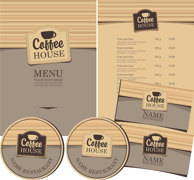 set of design elements for coffee house