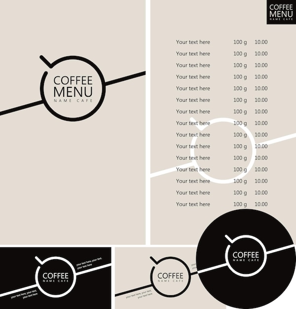 Vector set of design elements for coffee house