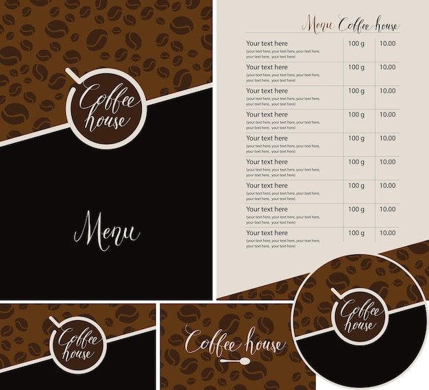 set of design elements for coffee house