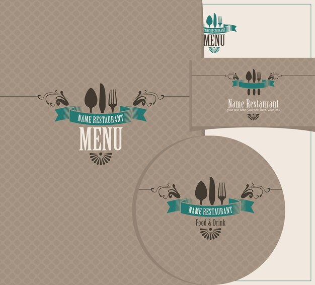 set of design elements for restaurant