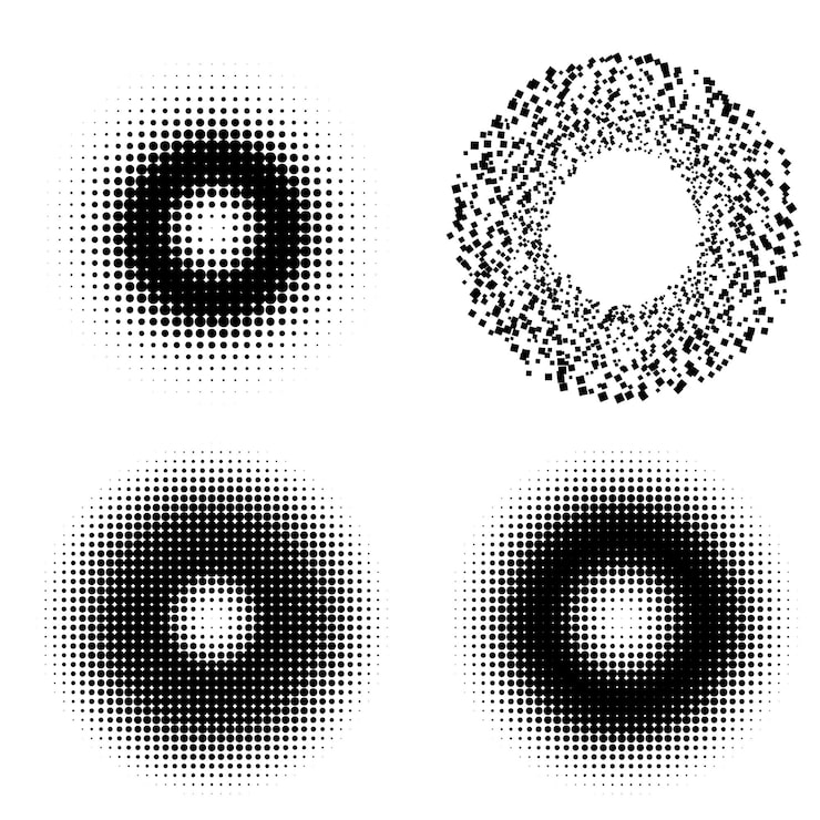 Vector set design elements symbol editable halftone frame dot circle pattern on white background vector illustration eps 10 frame with black random dots round border icon using halftone circle dots text