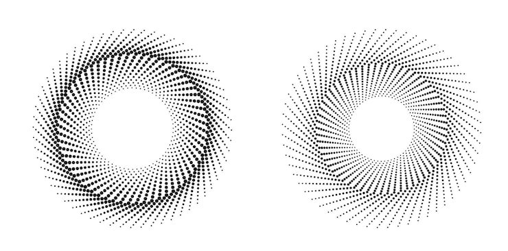 Vector 디자인 요소 기호 설정 흰색 배경에 편집 가능한 하프톤 프레임 점 원 패턴 벡터 그림 검정 임의 점이 있는 10 프레임 라운드 테두리 하프톤 원 점 텍스트를 사용하는 아이콘