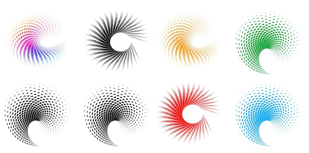 디자인 요소 기호 설정 흰색 배경에 편집 가능한 하프톤 프레임 점 원 패턴 벡터 그림 검정 임의 점이 있는 10 프레임 라운드 테두리 하프톤 원 점 텍스트를 사용하는 아이콘