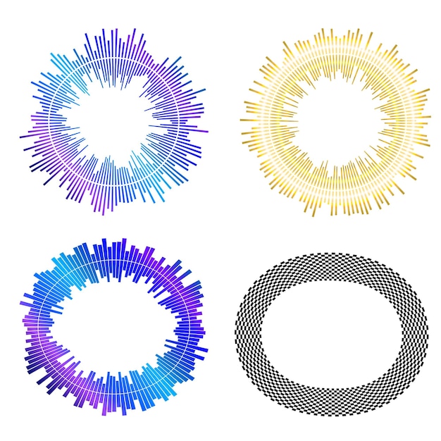 Set Design elements symbol Editable halftone frame dot circle pattern on white background Vector illustration eps 10 frame with black random dots Round border Icon using halftone circle dots text