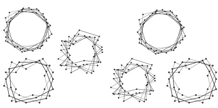 Vector set design elements symbol editable halftone frame dot circle pattern on white background vector illustration eps 10 frame with black random dots round border icon using halftone circle dots text