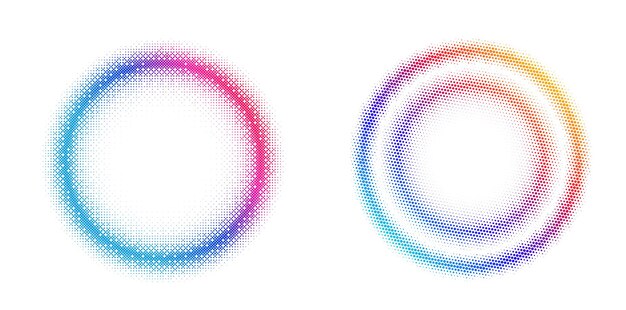 set design elements symbol editable halftone frame dot circle pattern on white background vector illustration eps 10 frame with black random dots round border icon using halftone circle dots text