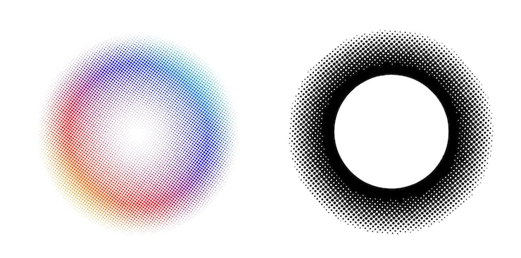 Vector set design elements symbol editable halftone frame dot circle pattern on white background vector illustration eps 10 frame with black random dots round border icon using halftone circle dots text