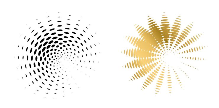 Vector 디자인 요소 기호 설정 흰색 배경에 편집 가능한 하프톤 프레임 점 원 패턴 벡터 그림 검정 임의 점이 있는 10 프레임 라운드 테두리 하프톤 원 점 텍스트를 사용하는 아이콘