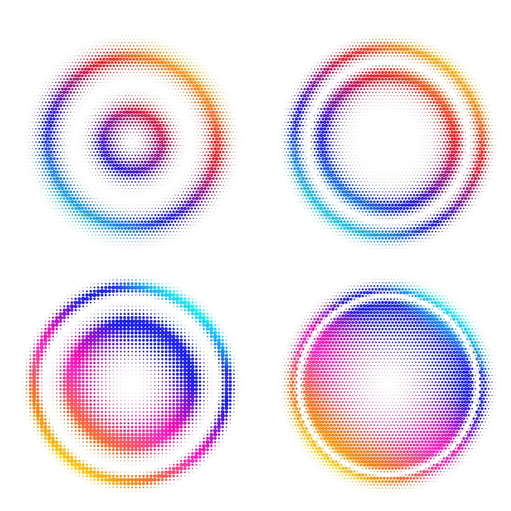 Vector set design elements symbol editable halftone frame dot circle pattern on white background vector illustration eps 10 frame with black random dots round border icon using halftone circle dots text