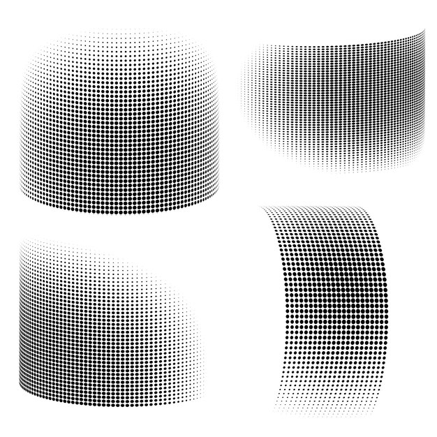 디자인 요소 기호 설정 흰색 배경에 편집 가능한 하프톤 프레임 점 원 패턴 벡터 그림 검정 임의 점이 있는 10 프레임 라운드 테두리 하프톤 원 점 텍스트를 사용하는 아이콘
