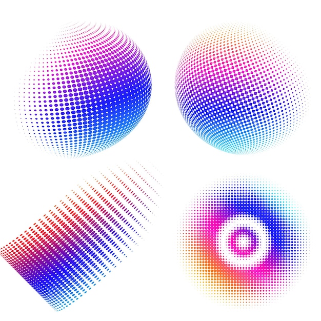 Set Design elements symbol Editable halftone frame dot circle pattern on white background Vector illustration eps 10 frame with black random dots Round border Icon using halftone circle dots text