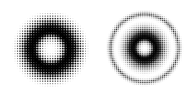 디자인 요소 기호 설정 흰색 배경에 편집 가능한 하프톤 프레임 점 원 패턴 벡터 그림 검정 임의 점이 있는 10 프레임 라운드 테두리 하프톤 원 점 텍스트를 사용하는 아이콘