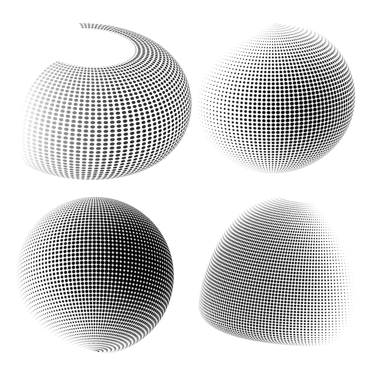 Vector 디자인 요소 기호 설정 흰색 배경에 편집 가능한 하프톤 프레임 점 원 패턴 벡터 그림 검정 임의 점이 있는 10 프레임 라운드 테두리 하프톤 원 점 텍스트를 사용하는 아이콘