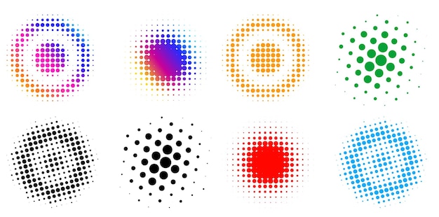 Set design elements symbol editable icon halftone circles halftone dot pattern on white background vector illustration eps 10 frame with black abstract random dots for technology electronic