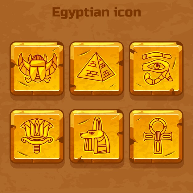 Set of   design golden egypt travel icons culture ancient elements