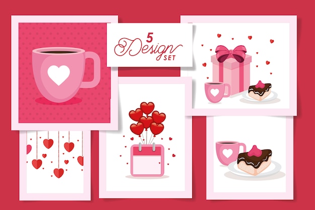 Set designs of love and decoration