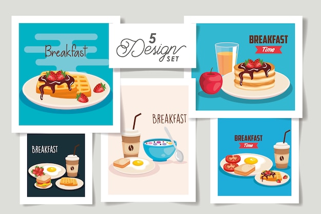 벡터 아침 식사 메뉴 디자인 설정