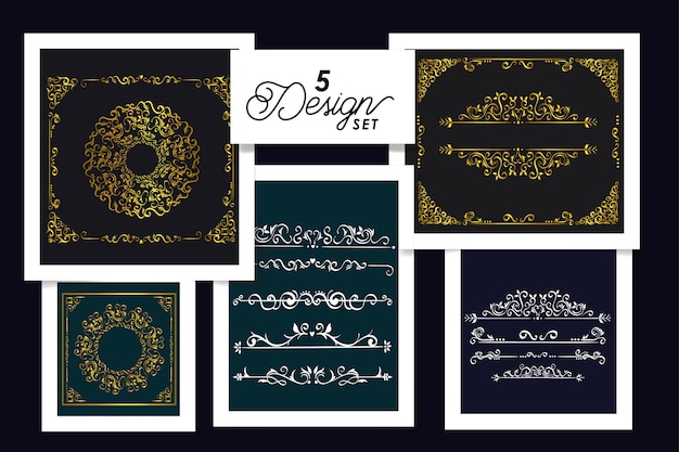 Set designs of ornamental borders elegant