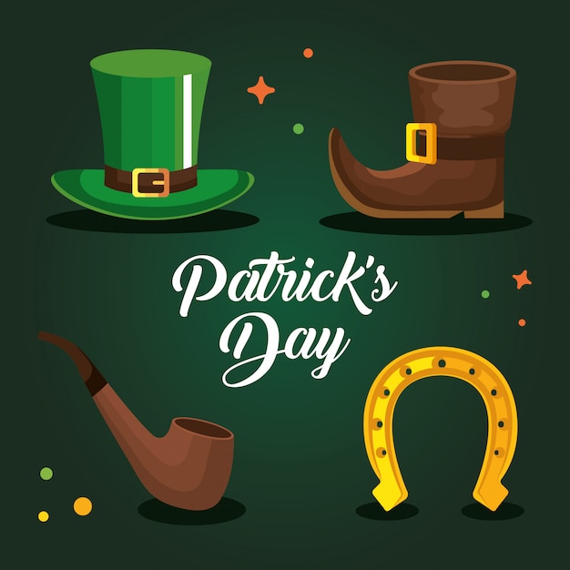 Set designs of saint patrick day vector illustration