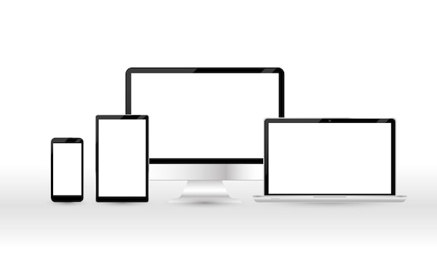 デスクトップモニターラップトップタブレットとスマートフォンのセット