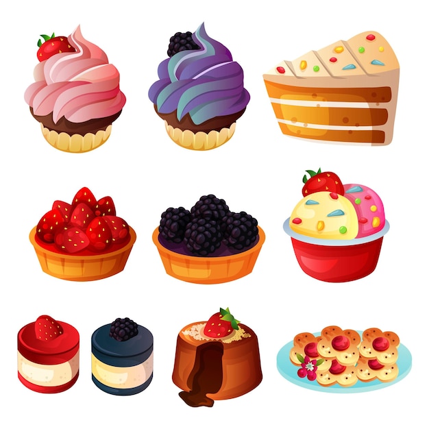 Vector set of dessert icons