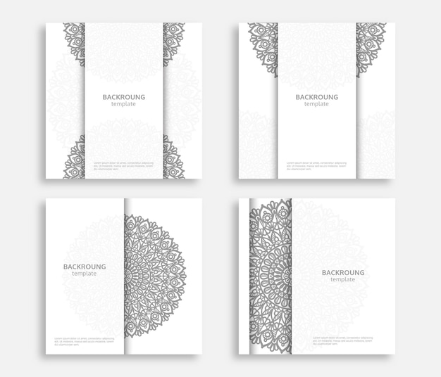 Vector set of detailed mandala background template design