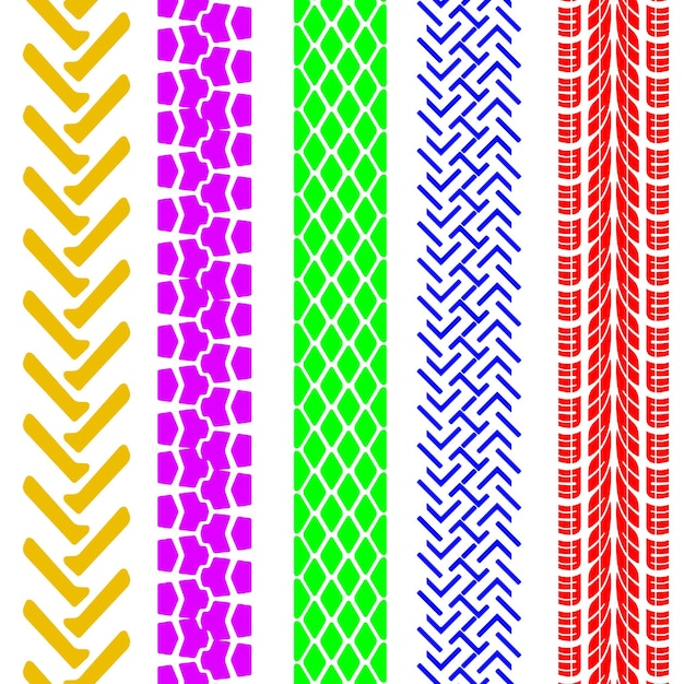 자세한 타이어 인쇄 벡터 일러스트 레이 션의 집합