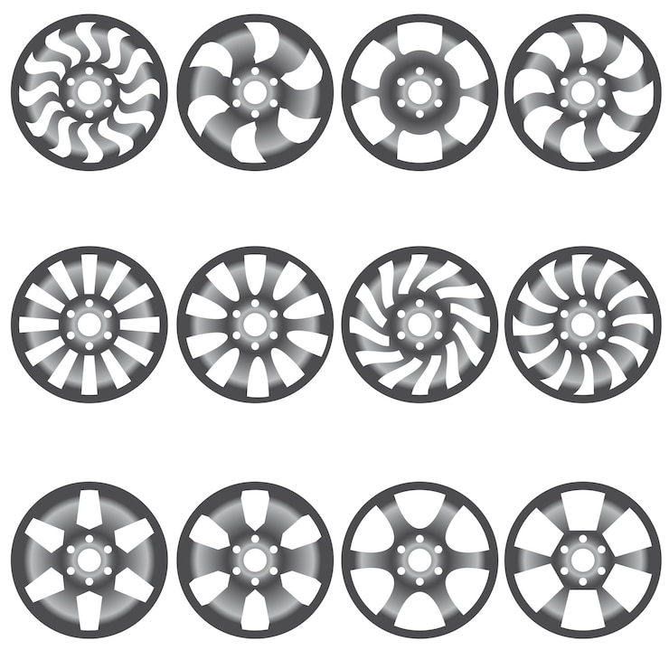 Vector 詳細なタイヤ プリント ベクトル イラストのセット