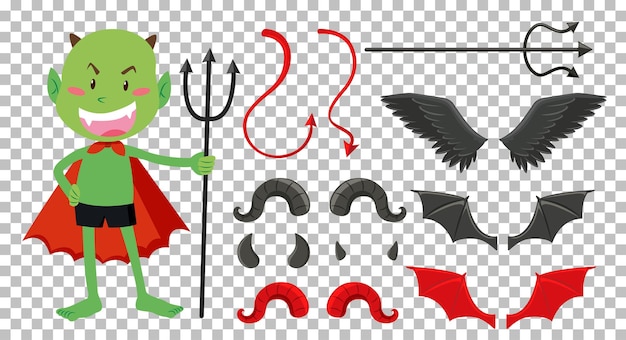 Vector set of devil and angel object decor