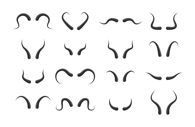 Set of devil horns on white background