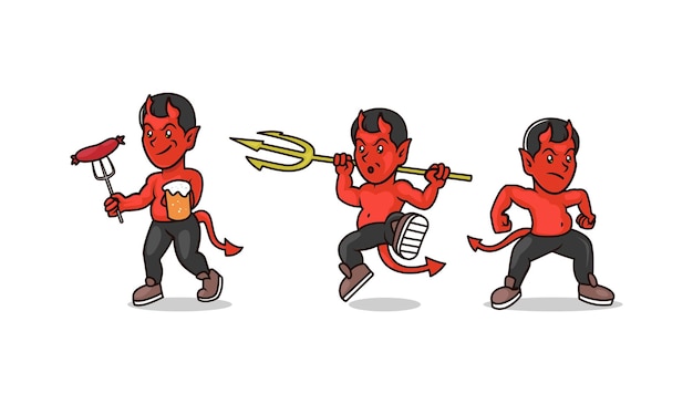 Vector set of devil satan lucifer mascot design illustration