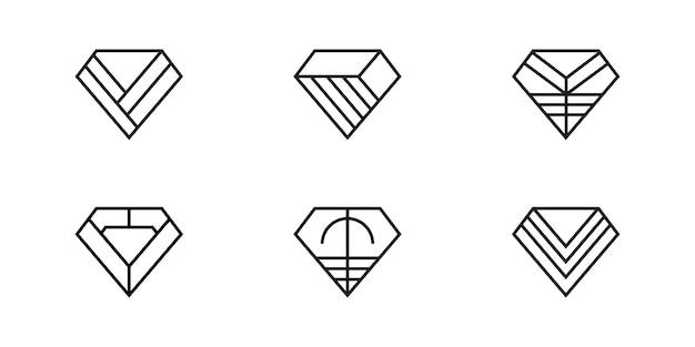 Set di design vettoriale con logo geometrico a diamante