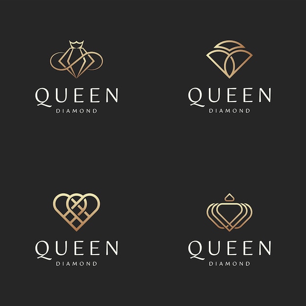 Vector set of diamond line luxury logo vector